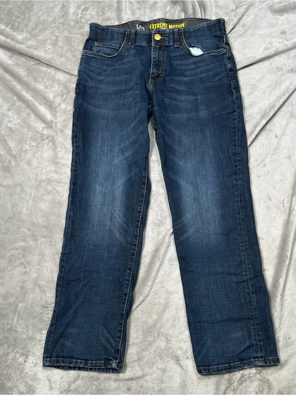 Lee Extreme Motion Straight Fit Jeans Mens 33x29 Blue Tapered Leg Stretch Denim